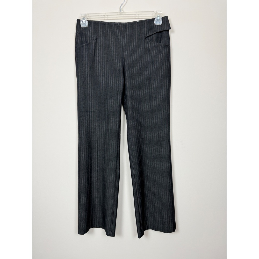 Max Studio Pinstripe Dress Pants Women 4 Grey Straight Leg Office Trousers NWT